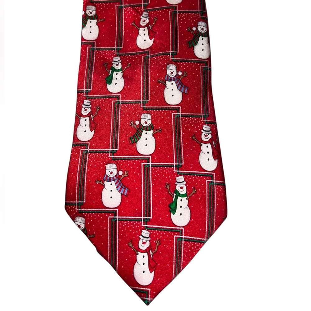 Zylos Gold George Machado Red Silk Snowman Necktie